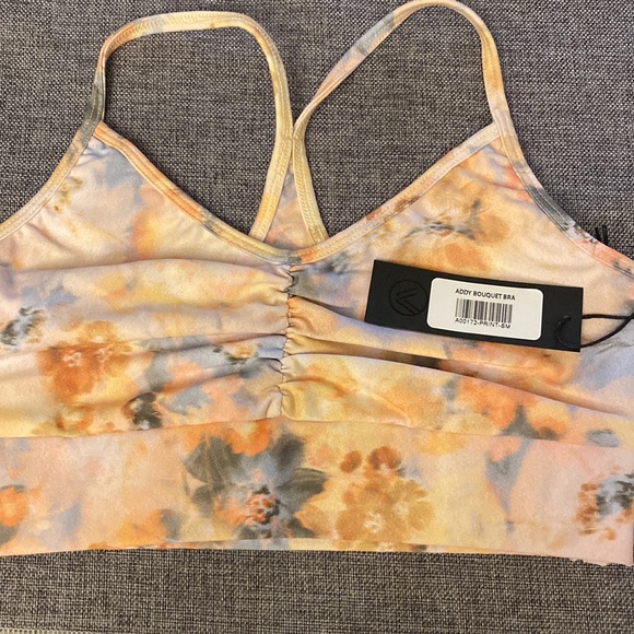 SAVVI ADDY SM Spaghetti Strap RACERBACK Floral Pattern Sports Bra - Picture 3 of 8